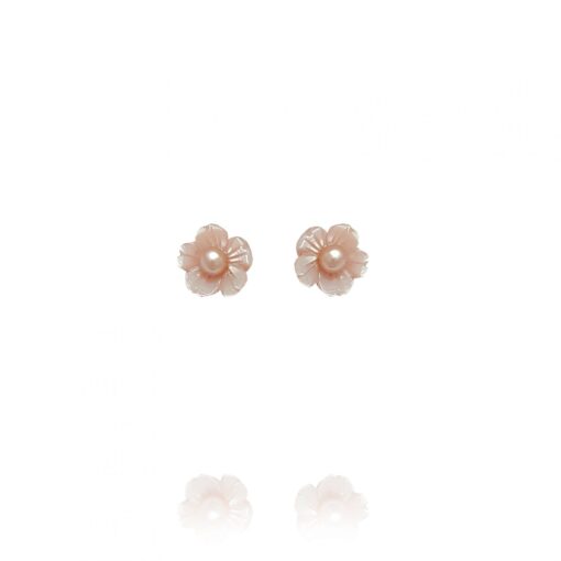 Pendientes Flor Nácar Perla Rosa