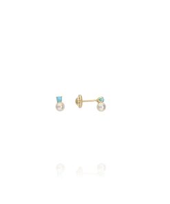 ‎Pendientes Perla y Turquesa Oro 9K 9PN4206