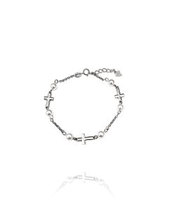 Pulsera Cruces y Perlas Plata 47249