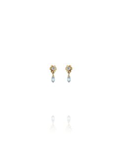 ‎Pendientes Flor Lágrima Celeste 18K 4045/2