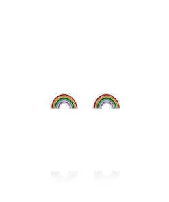 Pendientes Mini Arcoíris Esmalte Plata 71671541