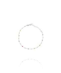 Tobillera Bolitas Esmalte Arcoíris Plata 72050206/3