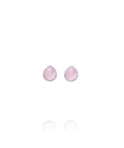 Pendientes Lágrima Cuarzo Rosa Circonitas Plata F1124-R
