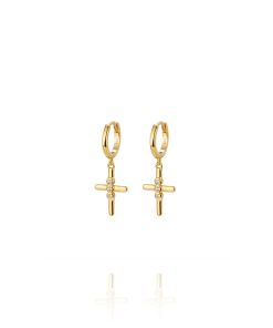Pendientes Aros Cruz Lisa Chatones Dorados Plata 9120055