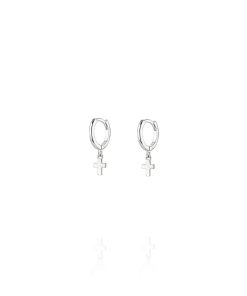 Pendientes Aros Mini Cruces Plata 9118490