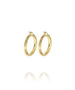 Pendientes Aros Mediacaña Ancha Lisos Dorados Plata LARO142/25