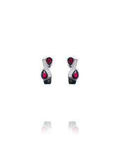 Pendientes Lágrimas Onda Circonitas Rojo Omega Plata 48463R