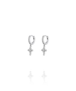 Pendientes Aros Cruz Circonitas Destello Plata 9110622