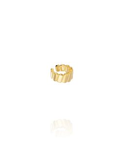 Ear Cuff Plano Diagonales Dorado Plata 9119778