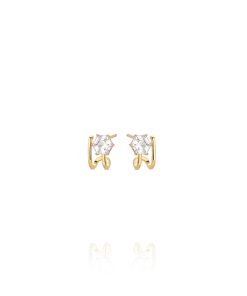 Pendientes Jacket Circonita Hexágono Dorados Plata 9120322