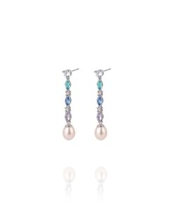 Pendientes Party Pastel Color Perla Plata 9117878