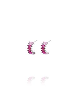 Pendientes Party Medio Aro Marquesa Fucsia Plata 9120992