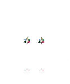 Pendientes Mini Flor Circonitas Color Plata 55553