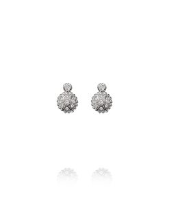 Pendientes Rosetón Cordobés Cubana Circonitas Omega Plata 46422