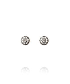 Pendientes Rosetón Cordobés Cubana Omega Plata Envejecida 3839